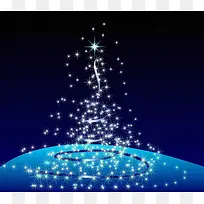 蓝色光效圣诞树背景
