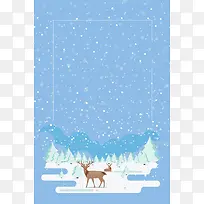 圣诞节麋鹿卡通雪花蓝色banner
