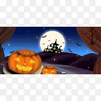 流光溢彩万圣节南瓜banner