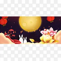 中秋佳节文艺花朵背景