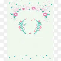 手绘小花边框你好八月夏日小清新背景