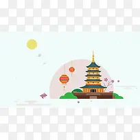杭州西湖矢量旅游海报背景