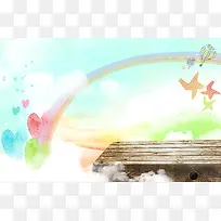 绿色环境 手绘画 海报背景素材