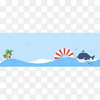 夏季海边度假卡通蓝色背景
