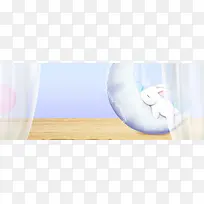 中秋节卡通兔子文艺紫色banner