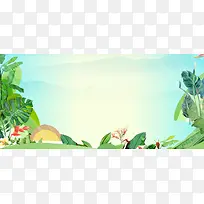 春天文艺小清新渐变蓝banner