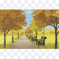矢量素材秋季公园风景背景素材