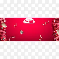 圣诞节礼物卡通简约红色banner