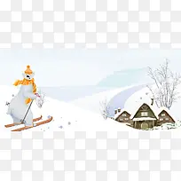 冬季新品上市卡通手绘白色淘宝banner