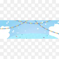 秋天户外旅游彩旗蓝色banner