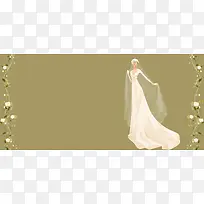 西式婚礼简约绿色banner背景