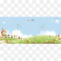 春天儿童郊游简约banner