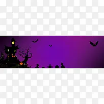 紫色卡通城堡暗夜背景