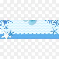蓝色海纹椰子树卡通背景