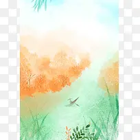 春分手绘插画海报背景模板