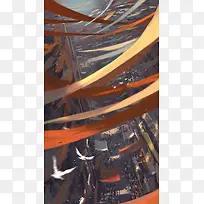 唯美手绘插画H5背景