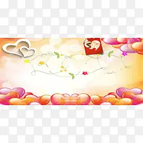 母亲节卡通红色淘宝海报背景