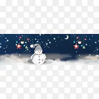 卡通圣诞节雪人星星蓝色banner