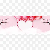 桃花节梦幻文艺爱心气球粉色banner
