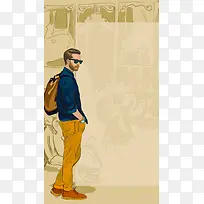 手绘男人背景