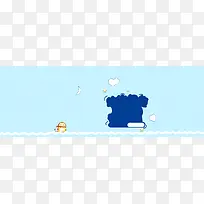 浅蓝色母婴卡通电商海报背景图