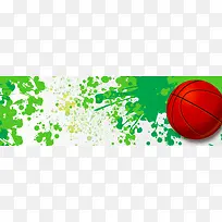 激情绿色喷溅效果篮球背景banner