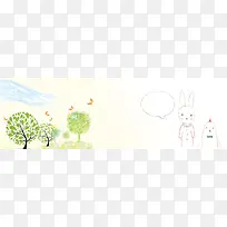 兔子森林手绘插画背景