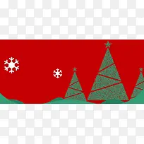 圣诞树卡通简约红色雪花banner
