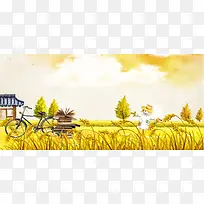 田园风旅行社稻草人海报背景