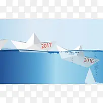2017卡通水里纸船背景模板