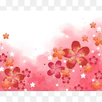 手绘五叶花鲜花红色喷绘印刷背景
