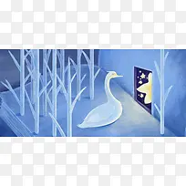 冰雪童话世界天鹅背景banner