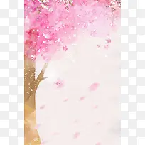浅粉色手绘春季上新桃花花瓣背景