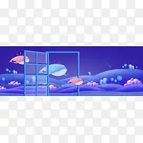 七夕可爱海豚创意蓝色banner