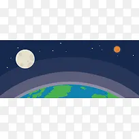 简约卡通地球月亮banner
