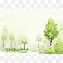 卡通绿色树木背景
