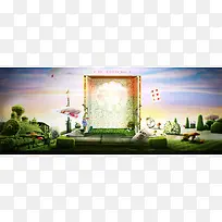 欧洲梦幻之旅童趣背景图