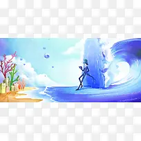 梦幻童画背景 唯美可爱卡通背景 水