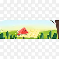 卡通手绘插画banner背景