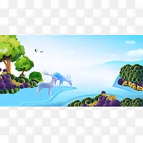 唯美童话幼儿艺术班招生海报背景模板