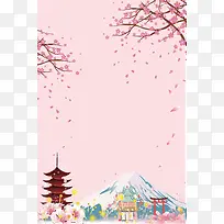 粉色手绘春季樱花节海报