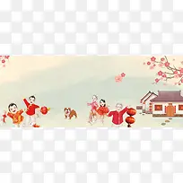新年黄色卡通电商喜庆海报banner