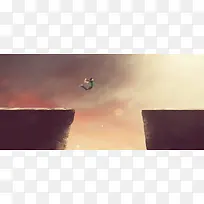 卡通人物跳跃banner