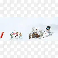 圣诞节雪花卡通简约蓝色banner
