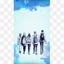 五四青年节致青春H5海报背景psd下载