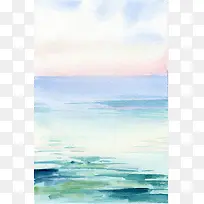 手绘夏日大海平面广告