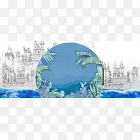 文艺手绘淘宝背景图