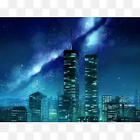 简约建筑手绘海报背景图