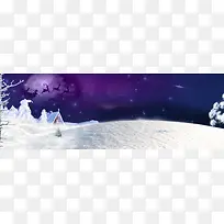 紫色雪地冬天圣诞banner
