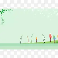 卡通树木星光海报背景模板